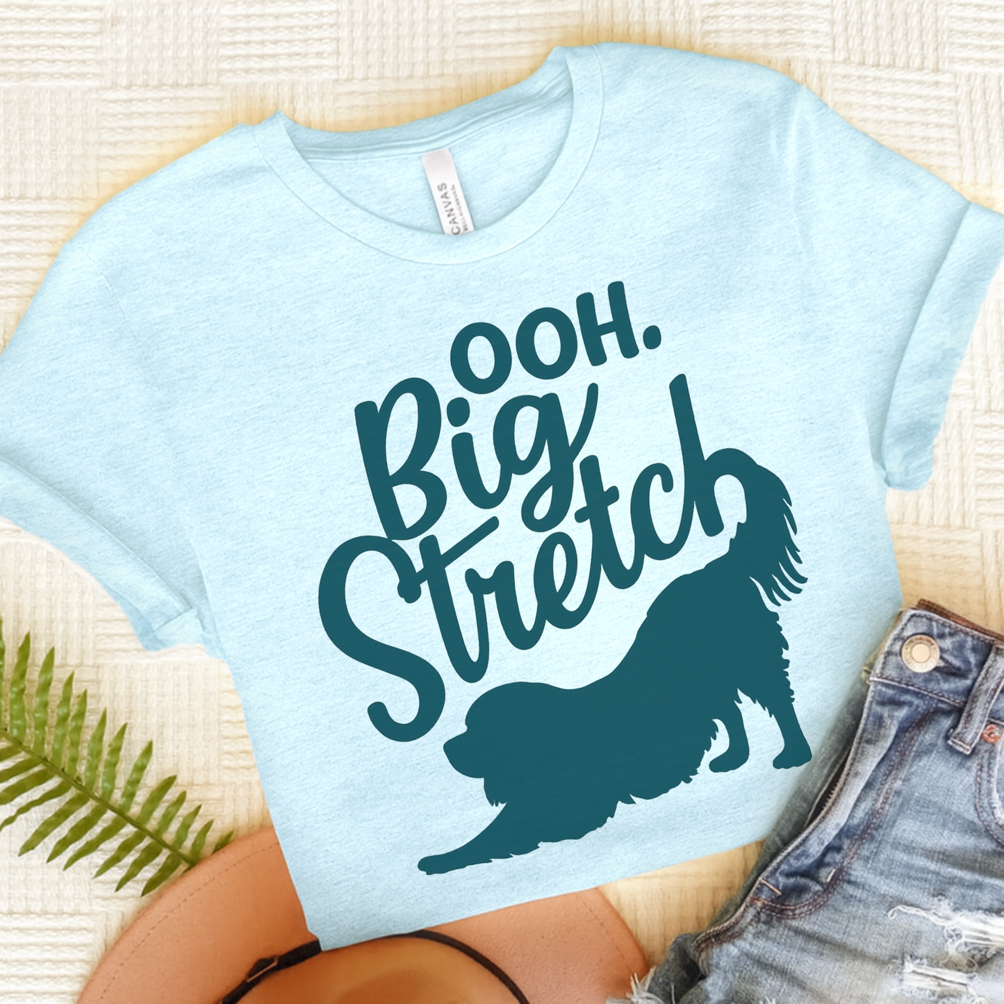 Cavalier King Charles Big Stretch TShirt Heather Ice Blue