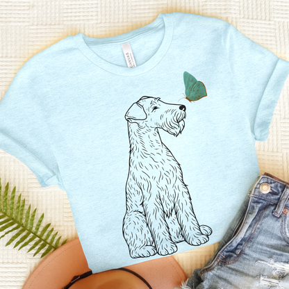 Airedale Terrier Butterfly TShirt Heather Ice Blue
