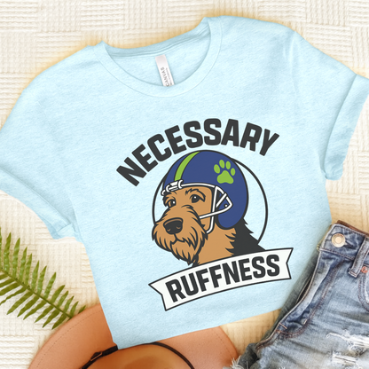 Airedale Terrier Football Tshirt Heather Ice Blue