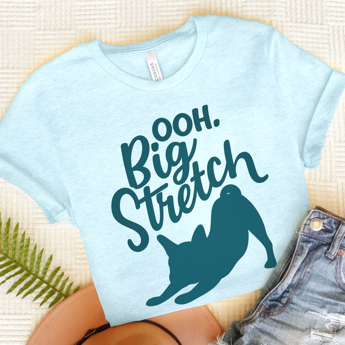 French Bulldog Big Stretch TShirt Heather Ice Blue