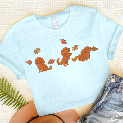 Ruby Cavalier Chasing Leaves TShirt Heather Ice Blue
