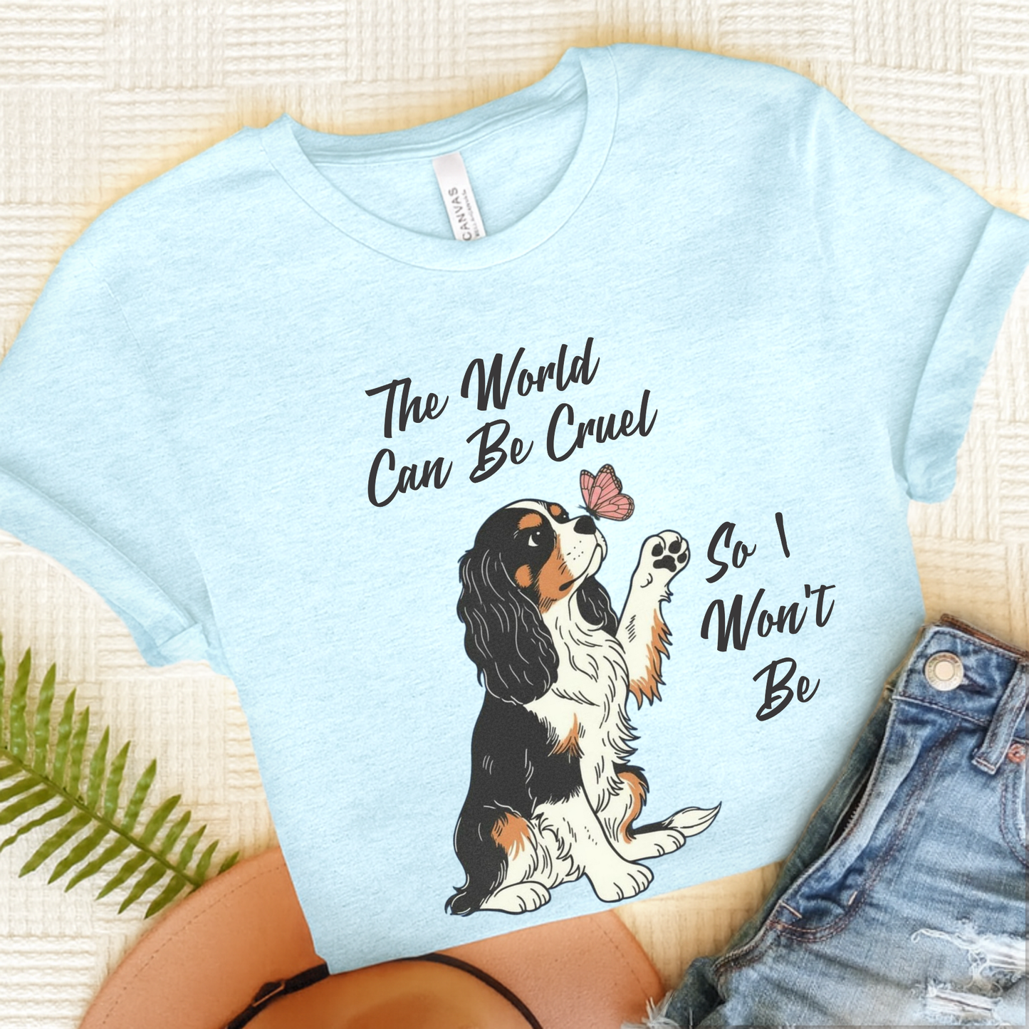 Cruel World Tricolor Cavalier Tshirt Heather Ice Blue