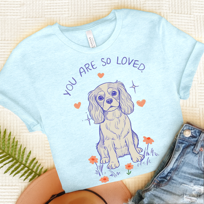 Cavalier King Charles Always Loved Tshirt Heather Ice Blue