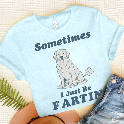 Golden Retriever Fartin TShirt Heather Ice Blue