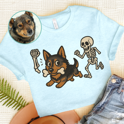 Custom Mutt Dog Grave Robber TShirt Heather Ice Blue