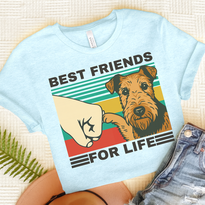 Airedale Terrier Bestie TShirt Heather Ice Blue