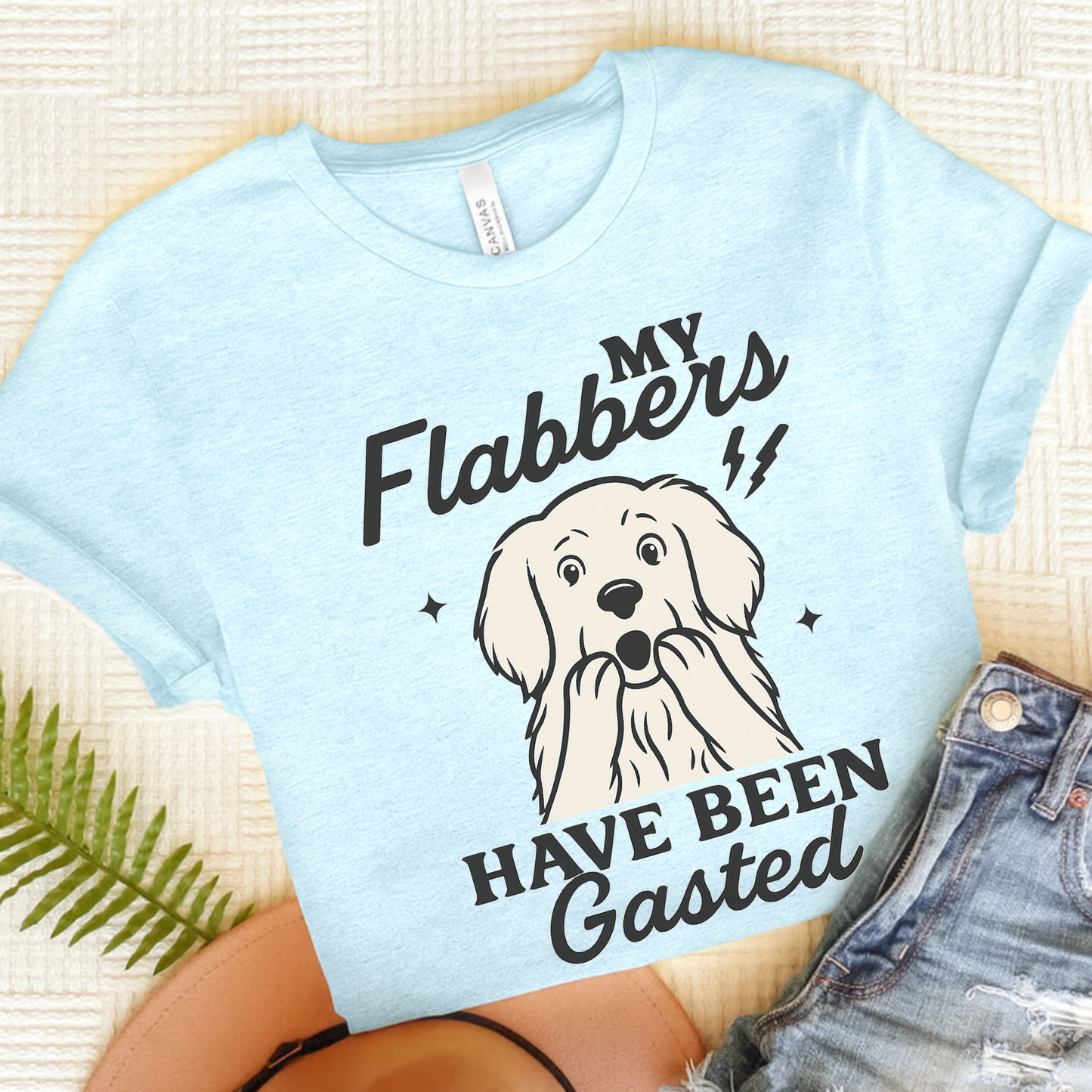 Golden Retriever Flabbergasted Tshirt Heather Ice Blue