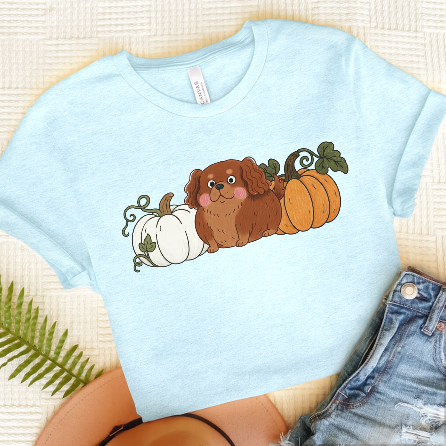Ruby Cavalier Pupkin Unisex Tshirt Heather Ice Blue
