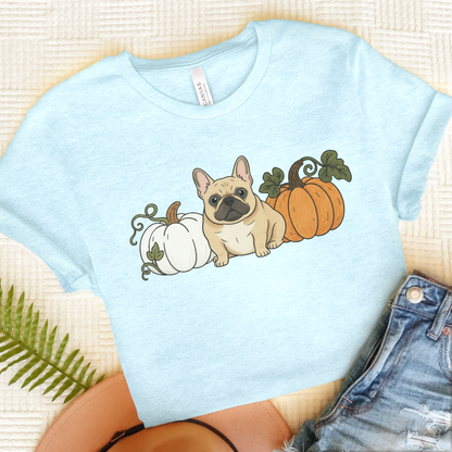 Fawn Frenchie Pupkin Unisex Tshirt Heather Ice Blue