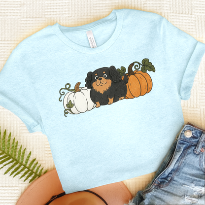 Black Tan Cavalier Pupkin Unisex Tshirt Heather Ice Blue