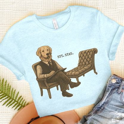 Therapy Golden Retriever Tshirt Heather Ice Blue
