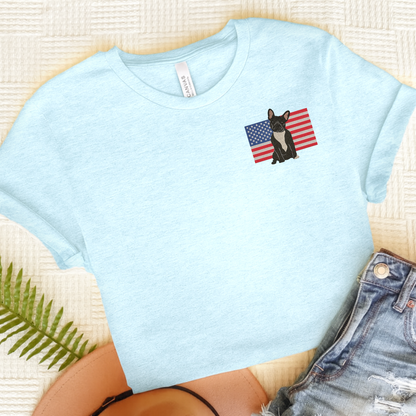 Embroidered Flag Black Frenchie TShirt