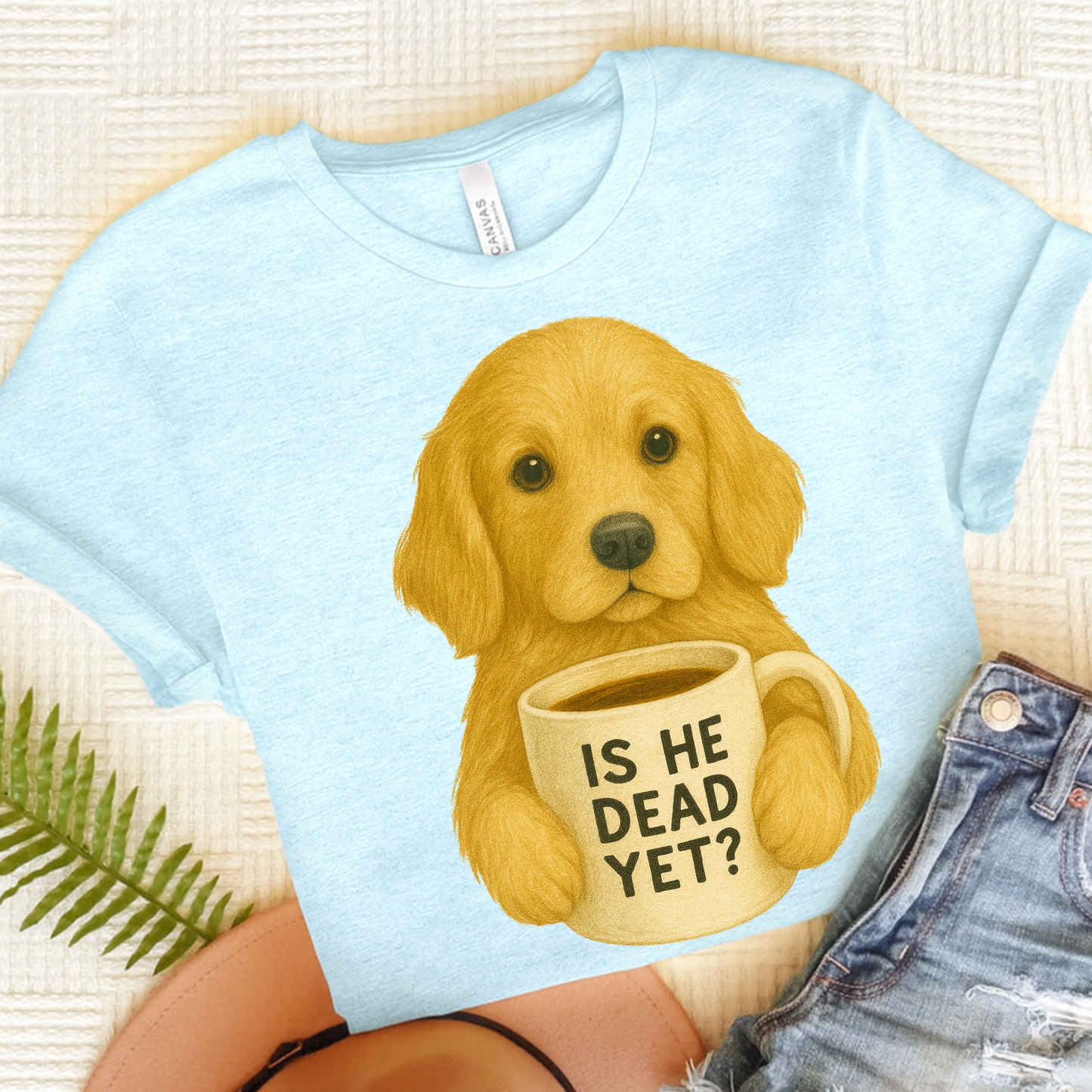 Golden Retriever Dead Yet TShirt Heather Ice Blue