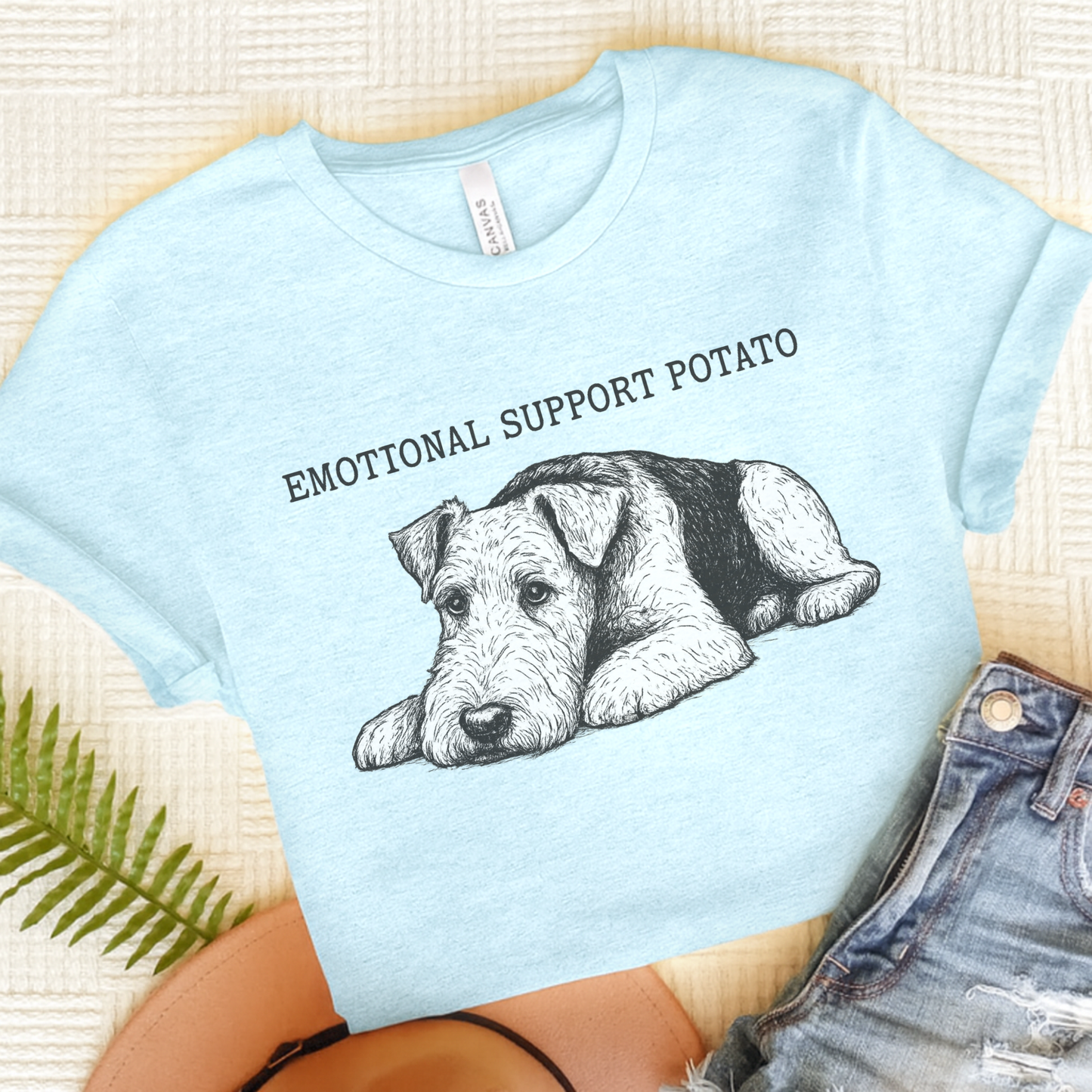 Airedale Terrier Potato Unisex Tshirt Heather Ice Blue