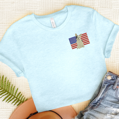 Embroidered Flag Piebald Frenchie TShirt