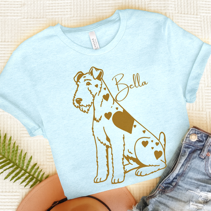 Airedale Terrier Heart Dog TShirt Heather Ice Blue