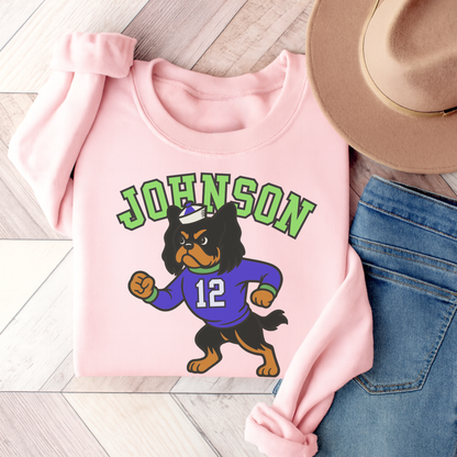 Black Tan Cavalier College Mascot Sweatshirt Light Pink