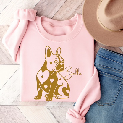 French Bulldog Heart Dog Sweatshirt Light Pink