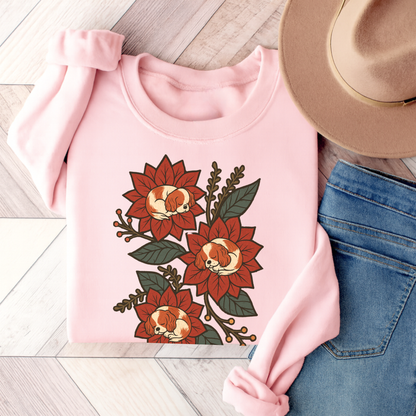 Blenheim Cavalier Christmas Flower Sweatshirt Light Pink