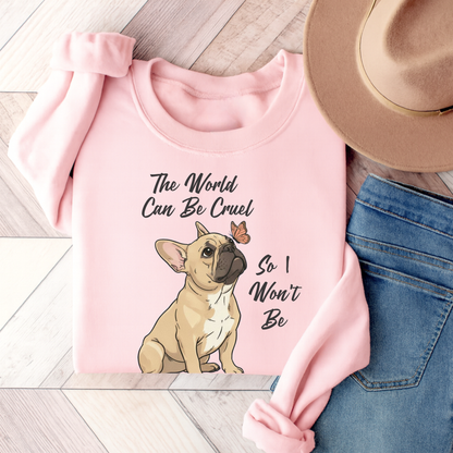 Cruel World Fawn Frenchie Sweatshirt Light Pink