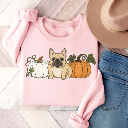 Fawn Frenchie Pupkin Unisex Sweatshirt Light Pink
