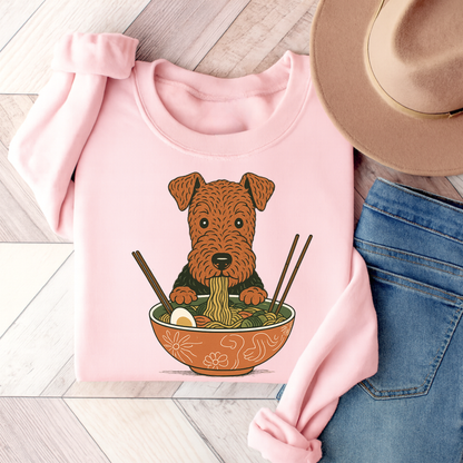 Airedale Terrier Ramen Sweatshirt Light Pink