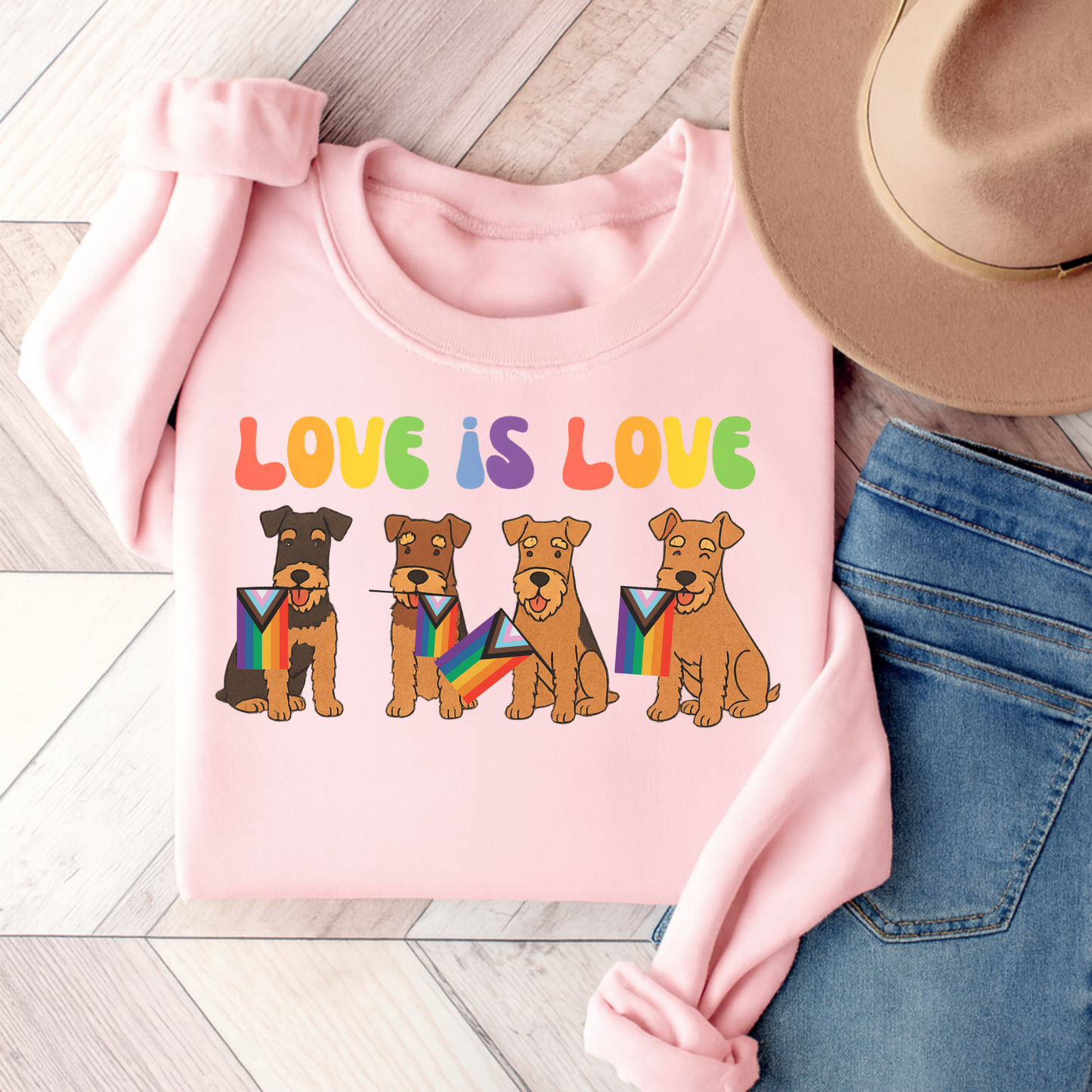 Airedale Terrier Pride Sweatshirt Light Pink