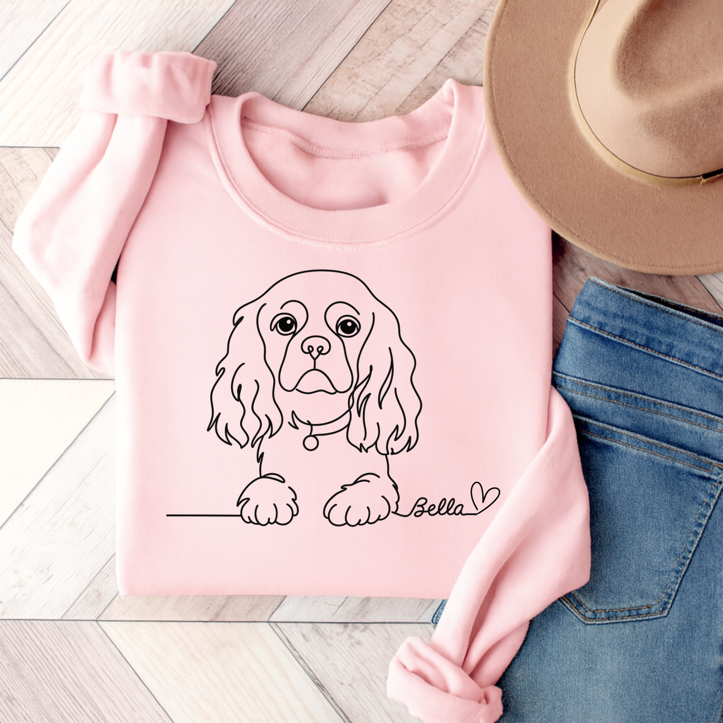 Single Line Name Cavalier Sweatshirt Light Pink