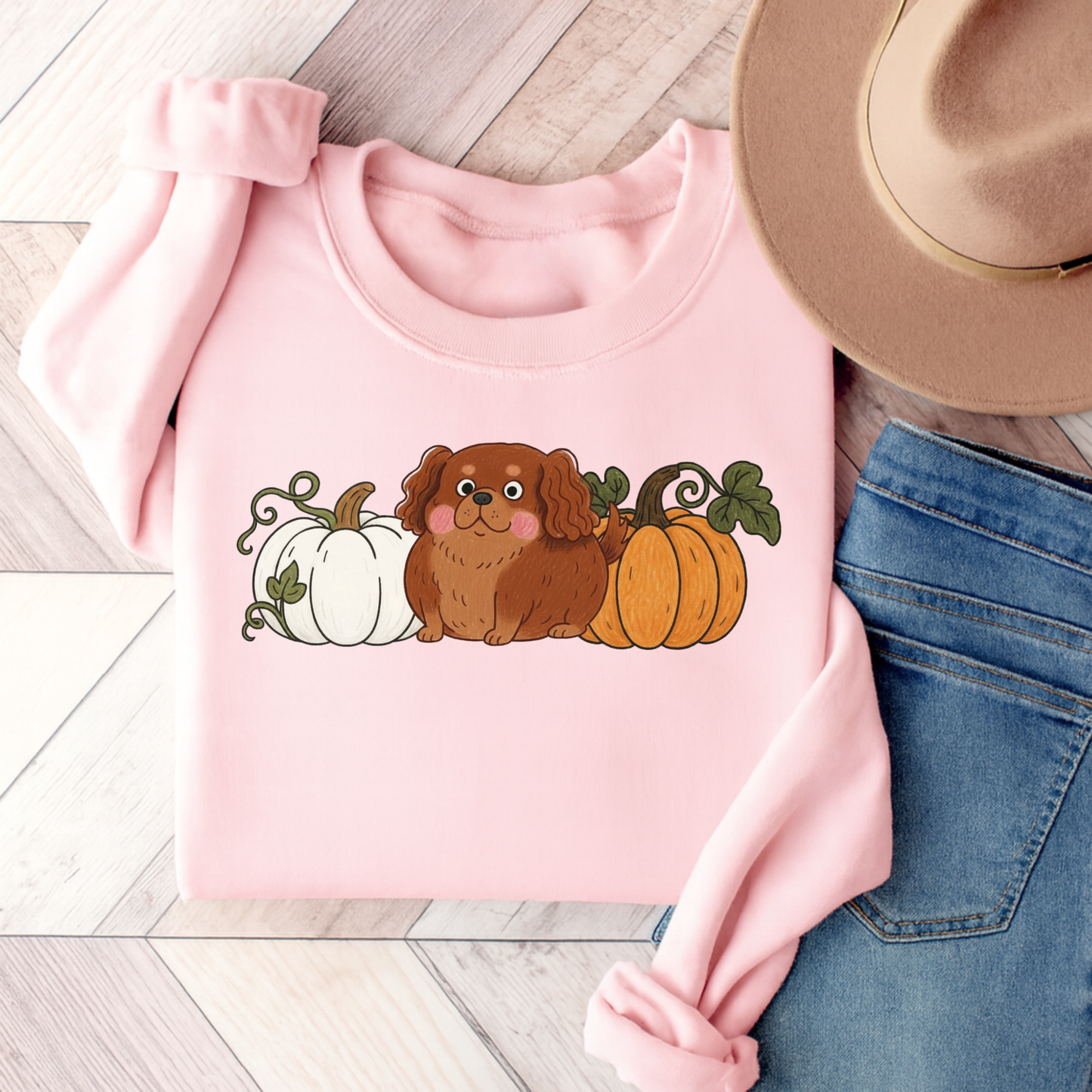 Ruby Cavalier Pupkin Unisex Sweatshirt Light Pink