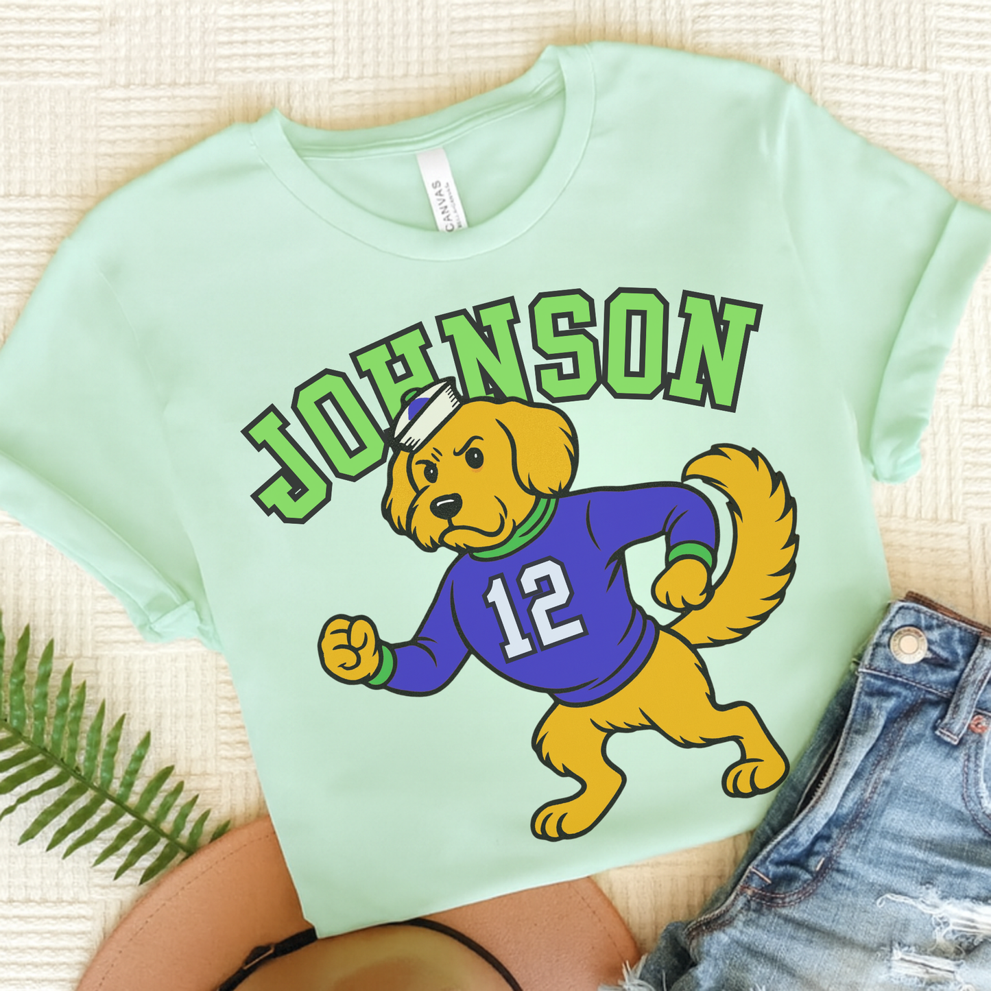 Golden Retriever College Mascot TShirt Heather Mint