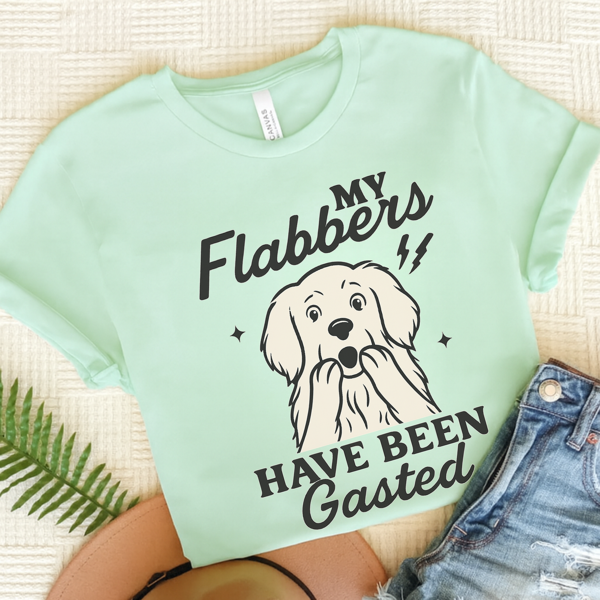 Golden Retriever Flabbergasted Tshirt Heather Mint