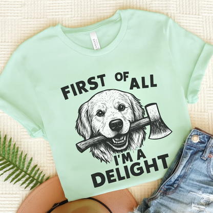 Golden Retriever Delight TShirt Heather Mint