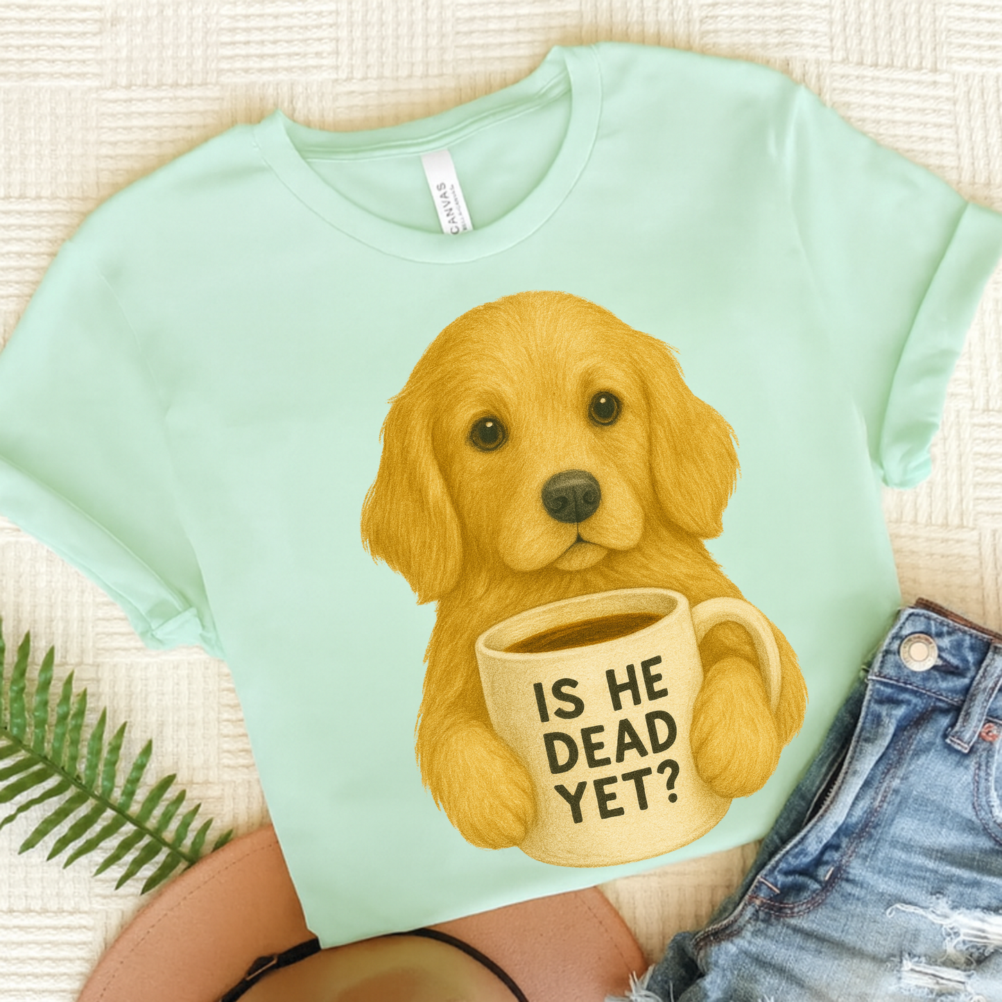 Golden Retriever Dead Yet TShirt Heather Mint