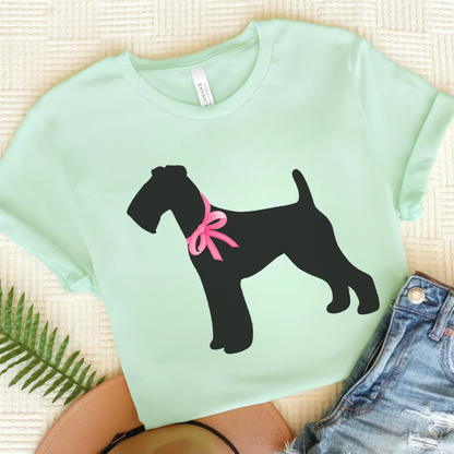 Airedale Terrier Silhouette Tshirt Heather Mint