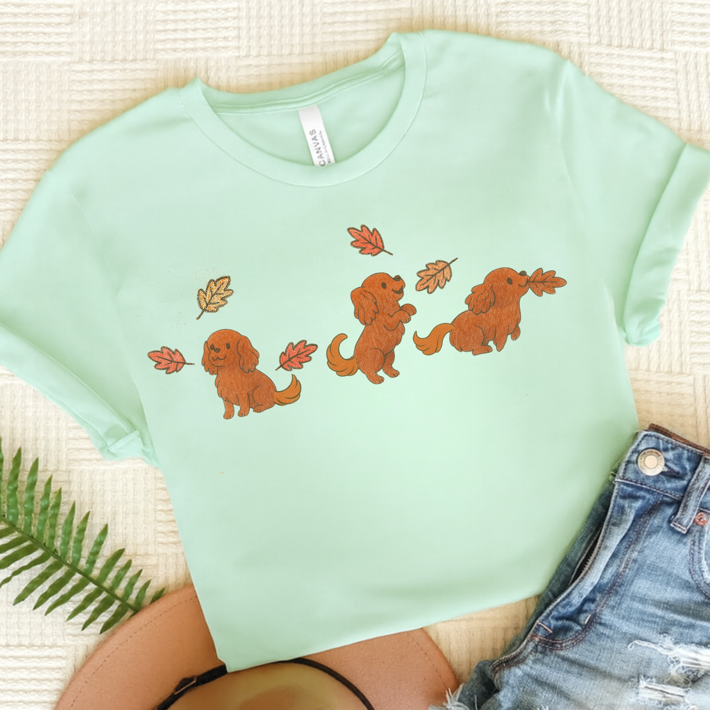 Ruby Cavalier Chasing Leaves TShirt Heather Mint