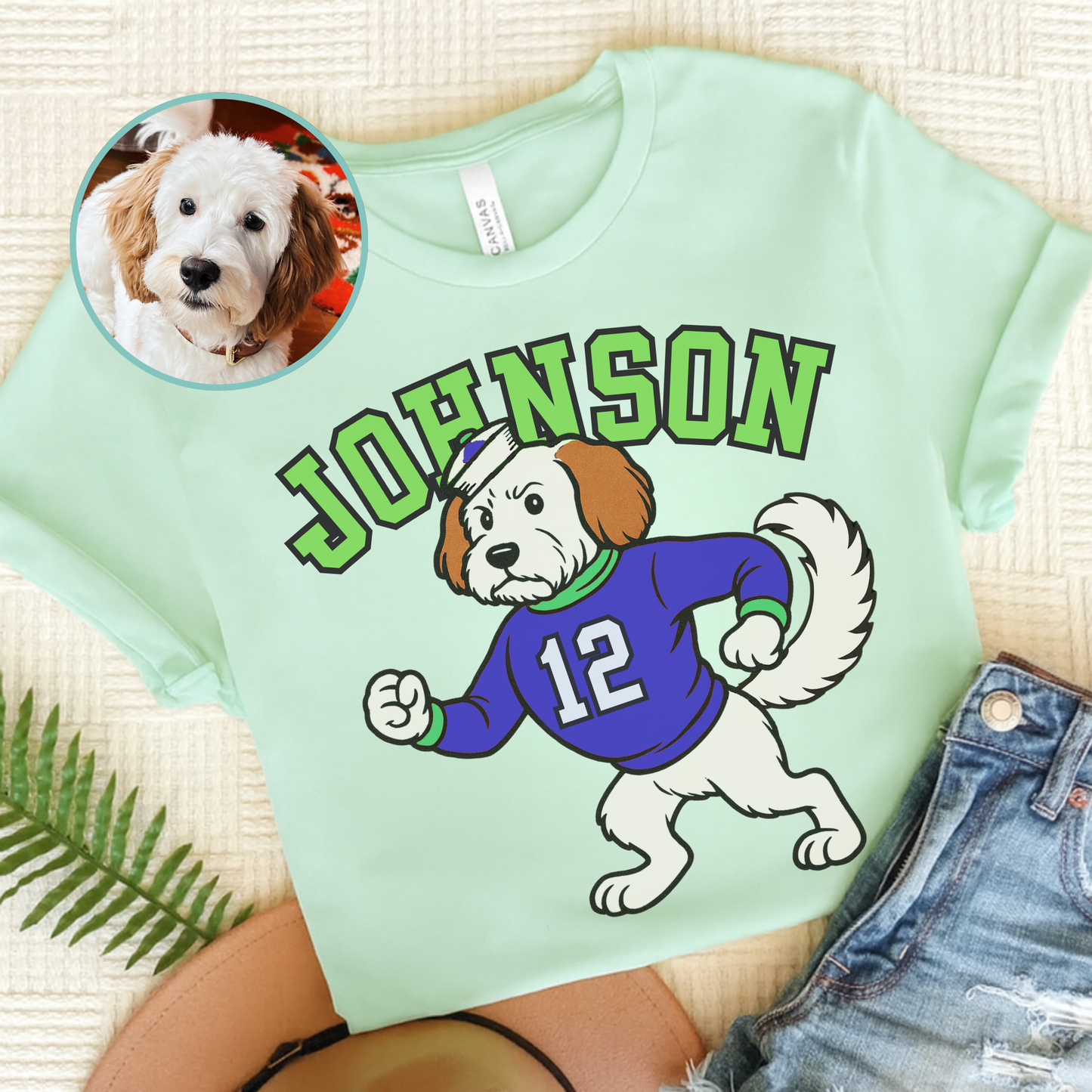 Custom College Mascot Mutt TShirt Heather Mint