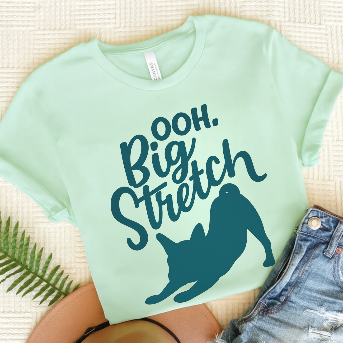 French Bulldog Big Stretch TShirt Heather Mint