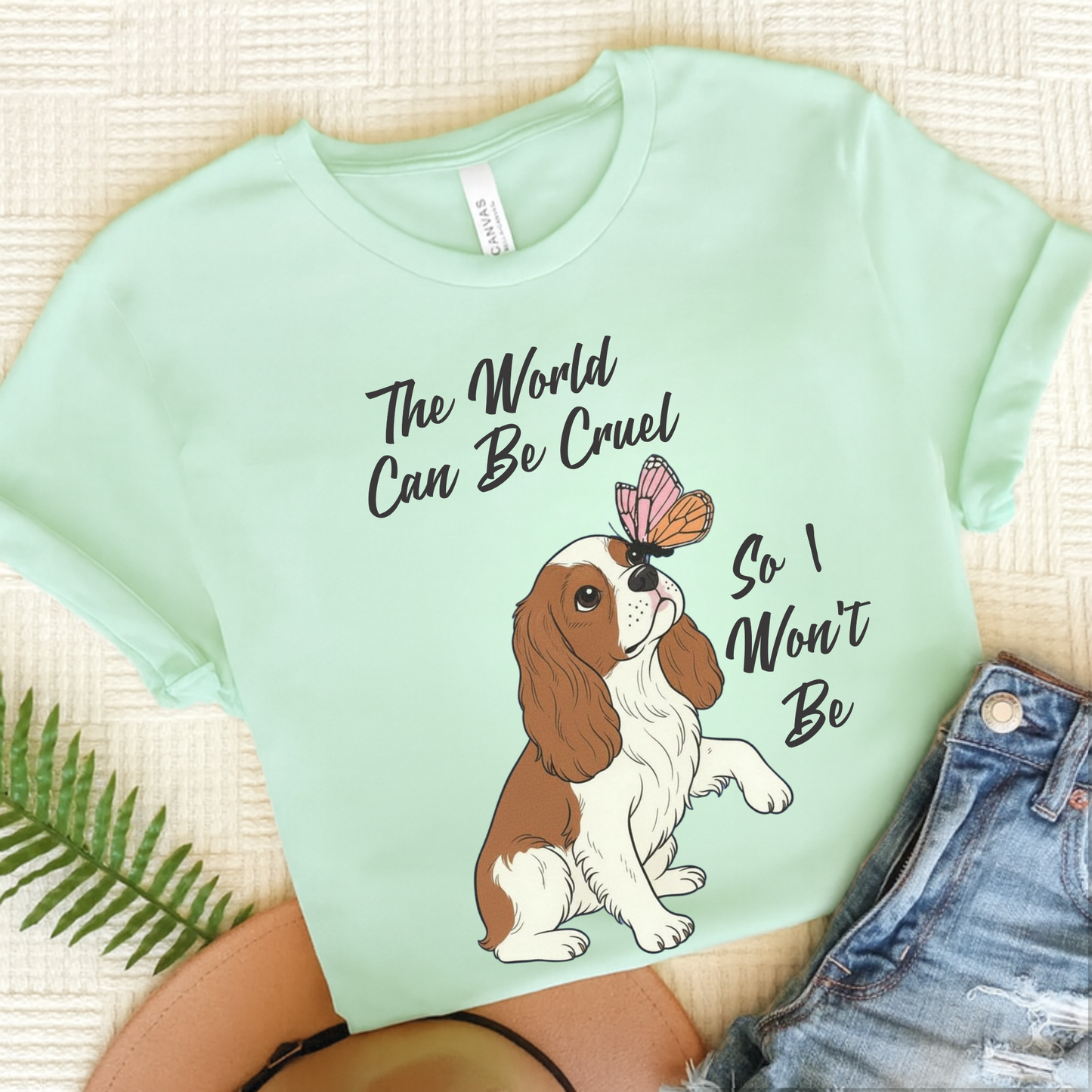 Cruel World Blenheim Cavalier Tshirt Heather Mint