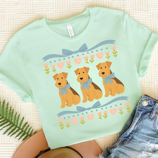 Airedale Terrier Grandma TShirt Heather Mint