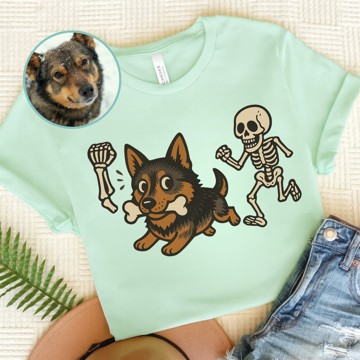Custom Mutt Dog Grave Robber TShirt Heather Mint