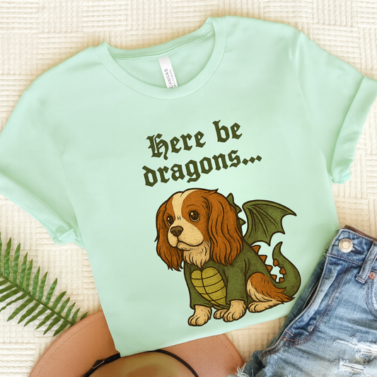 Blenheim Cavalier Here Be Dragons TShirt Heather Mint