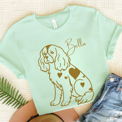 Cavalier King Charles Heart Dog TShirt Heather Mint