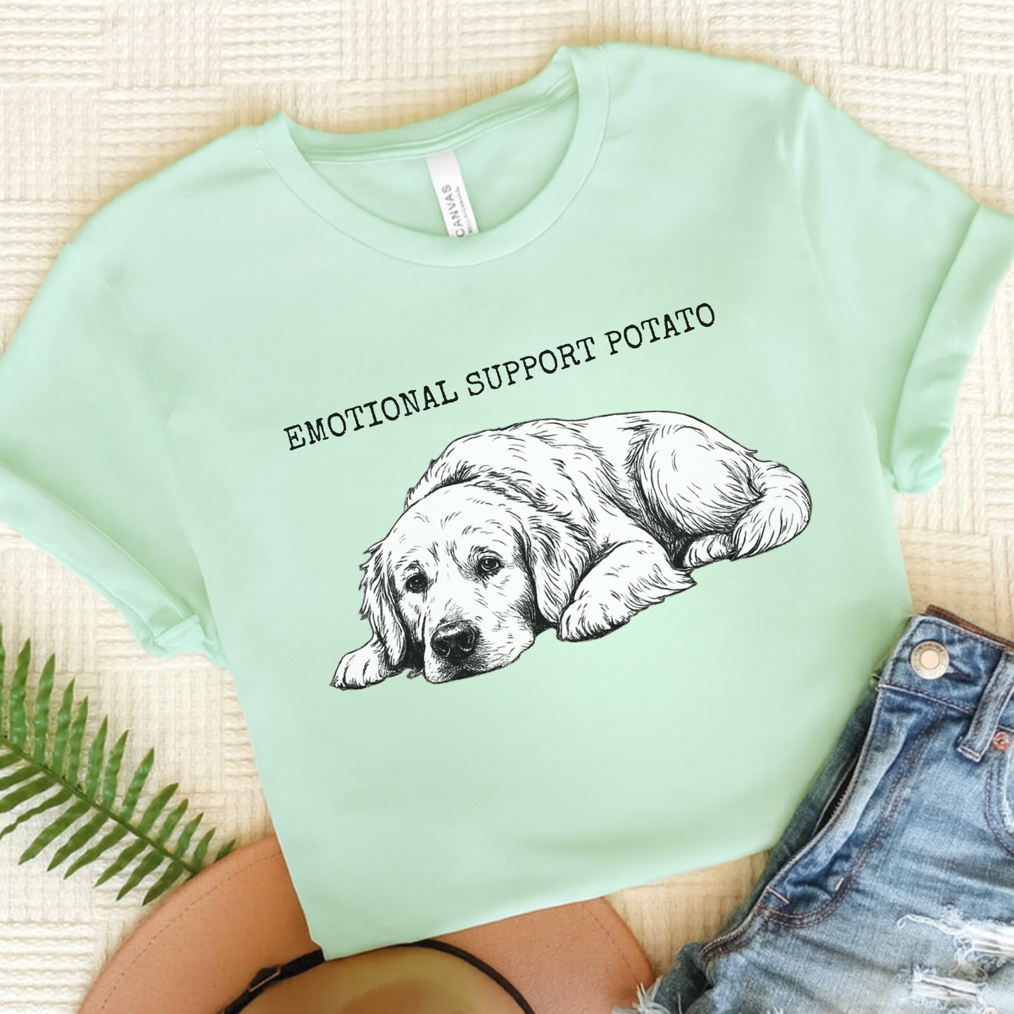 Golden Retriever Potato TShirt Heather Mint