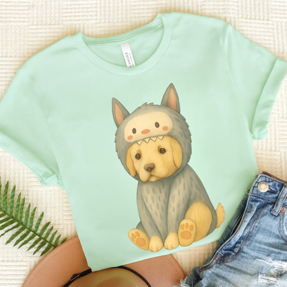 Little Monster Golden Retriever Tshirt Heather Mint