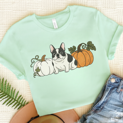 Piebald Frenchie Pupkin Unisex Tshirt Heather Mint