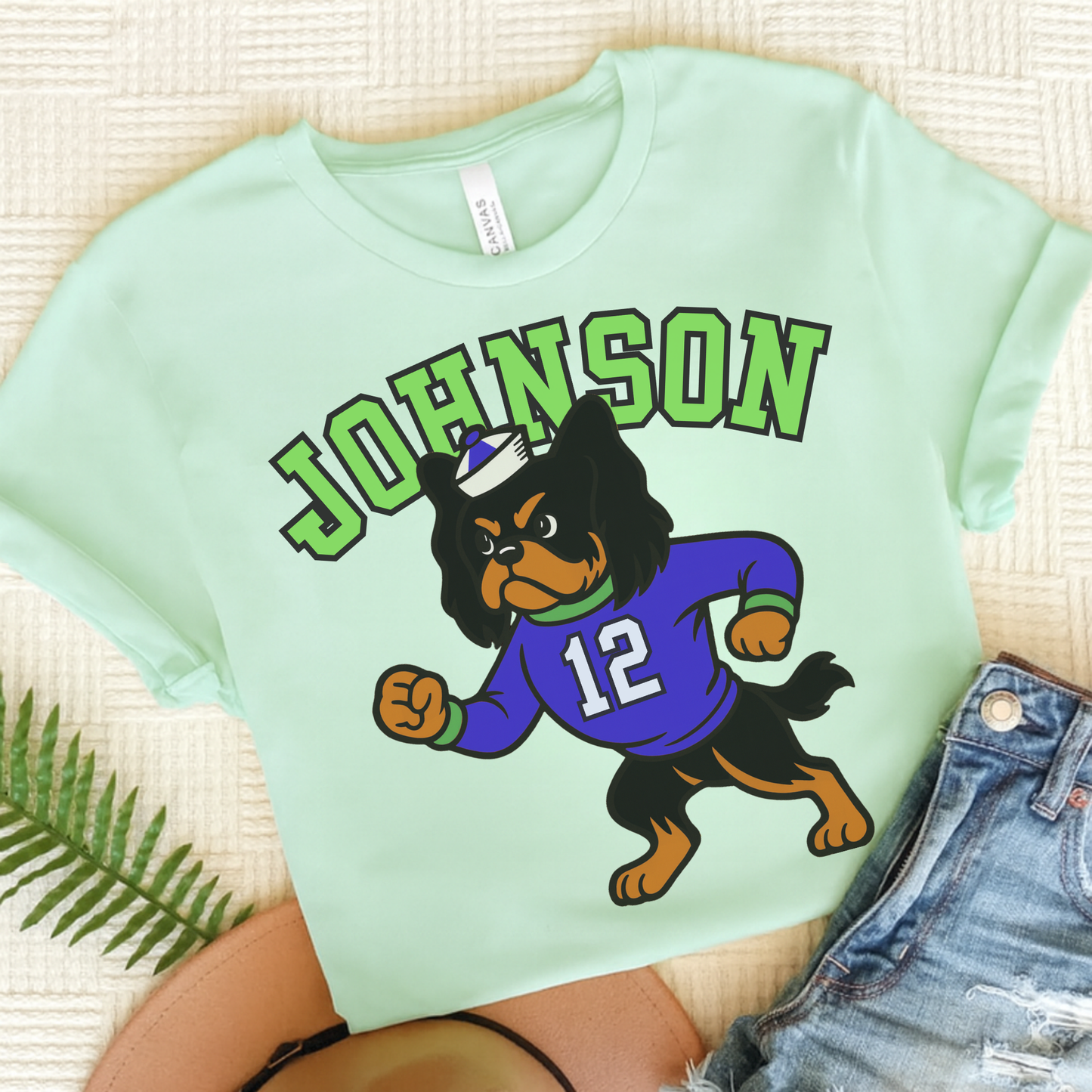 Black Tan Cavalier College Mascot TShirt Heather Mint