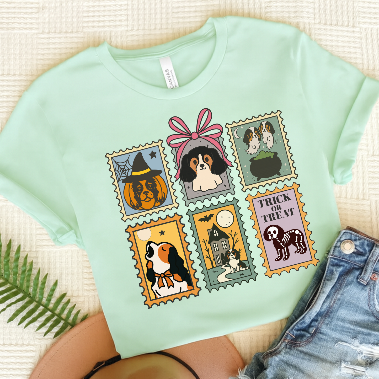 Tricolor Cavalier Spooky Stamps TShirt