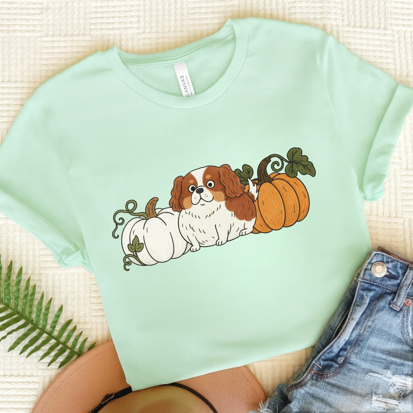 Blenheim Cavalier Pupkin Unisex Tshirt Heather Mint