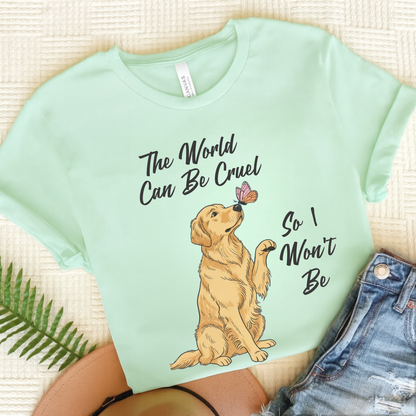 Cruel World Golden Retriever Tshirt Heather Mint