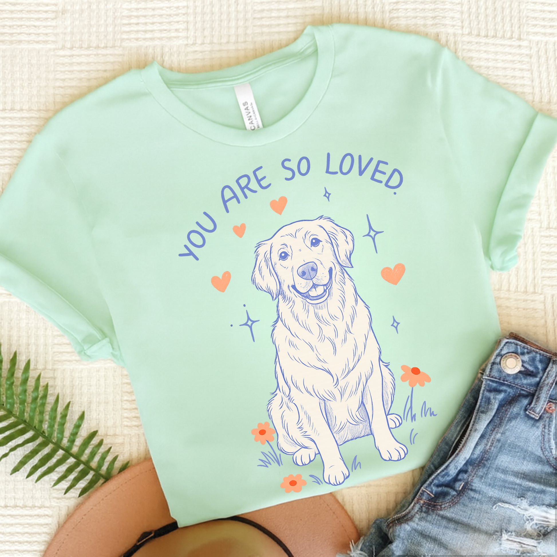 Golden Retriever Always Loved Tshirt Heather Mint